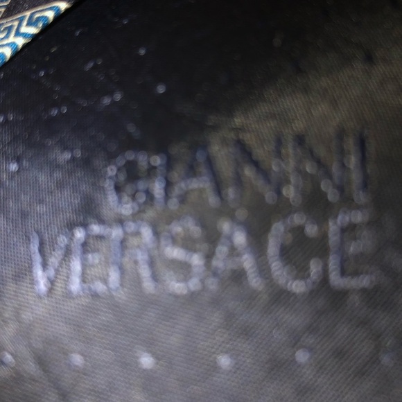 Gianni Versace  Blue and Gold Geometric Silk Tie- made in Italy- preloved. - Picture 7 of 8
